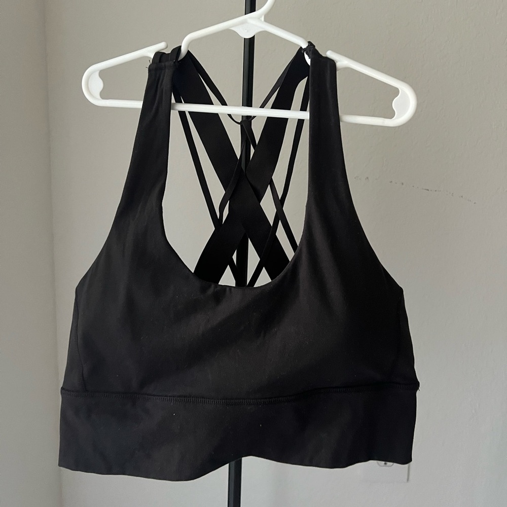 Vitality (Balance Athletica) Black Strappy detail Sports Bra.